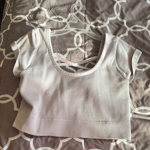 Aerie White Ribbed Crop Top